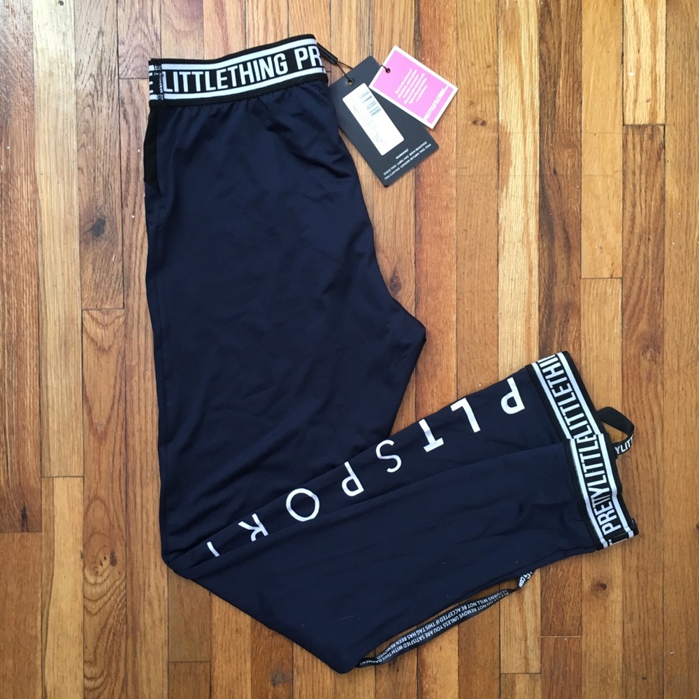 NEW PRETTYLITTLETHING NAVY BANDED LEGGINGS US 6